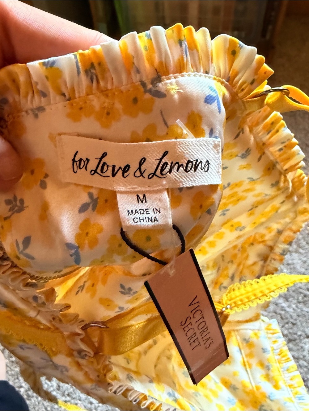 For Love & Lemons Yellow Floral Ruffle Crop Top - Picture 2 of 6
